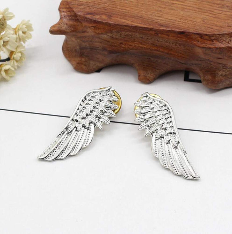 [Australia] - Angel Wings Brooch Pins for Men Shirt Studs Men's Accessories Angel Pins for Women Silver 