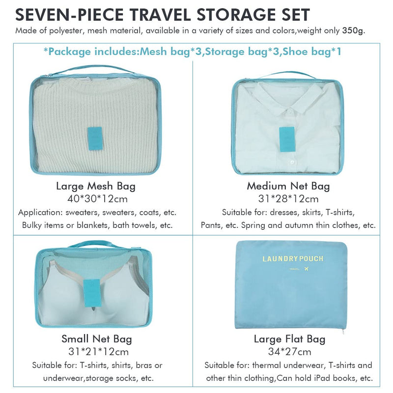 [Australia] - 9 Piece Travel Storage Bag Luggage Underwear Shoes Pocket Travel Organizer Bag Clothes Storage Bag Set (Black), S Black 