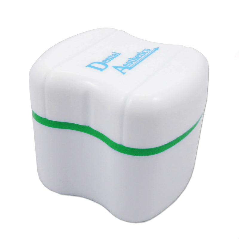 [Australia] - Denture Bath & Brush ~ Storage Container for Soaking Dentures, Brush with Double Bristle Head (Green Bath) Green Bath 