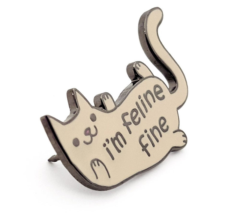 [Australia] - Pinsanity Cute"I'm Feline Fine" Cat Enamel Lapel Pin 