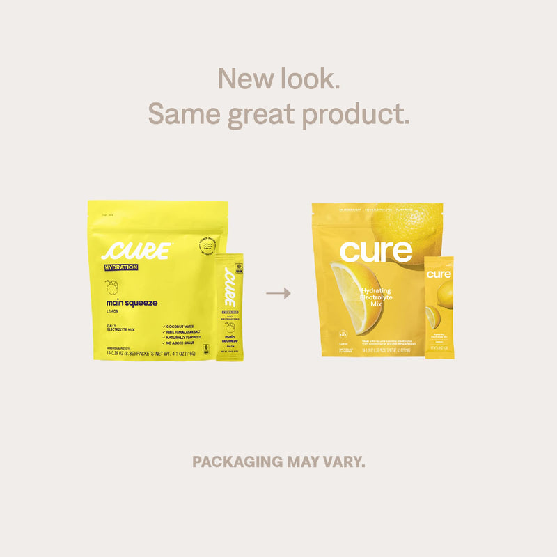 [Australia] - Cure Hydrating Electrolyte Mix | Electrolyte Powder for Dehydration Relief | Made with Coconut Water | No Added Sugar | Vegan | Paleo Friendly | Pouch of 14 Hydration Packets - Lemon Flavor 4.09 Ounce (Pack of 14) 