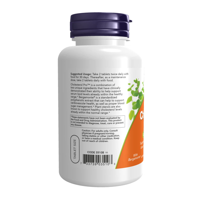 [Australia] - NOW Supplements, Cholesterol Pro™ with Bergamonte™ and Plant Sterols, Cardiovascular Health*, 120 Tablets 