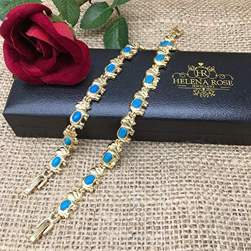 [Australia] - Ladies Magnetic Bracelet for Women - Natural Turquoise Gemstones - Fits Wrists up to 7.5" Fully Adjustable - with Jewellery Gift Box 
