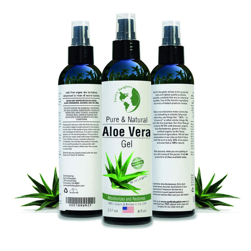 [Australia] - Organic Aloe Vera Gel from 100% Pure and Natural Cold Pressed Aloe - Great for Face - Hair - Acne - Sunburn - Bug Bites - Rashes - Eczema - 8 oz. 