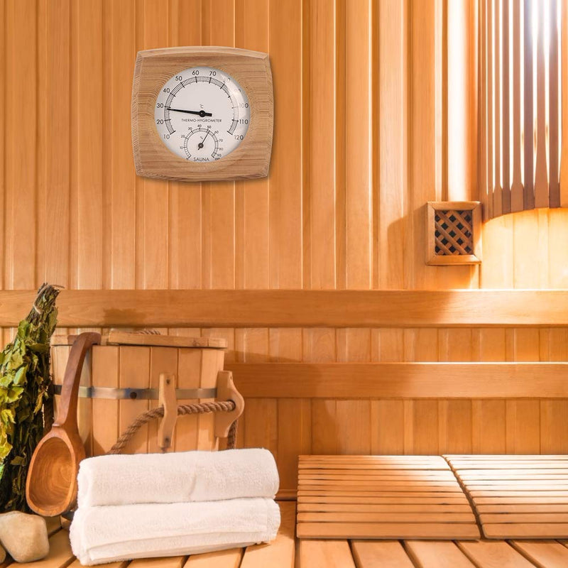 [Australia] - Fdit 2-In-1Sauna Temperature Cedar Wood Thermometer Hygrometer Thermo-Hygrometer Sauna Equipment Accessory 