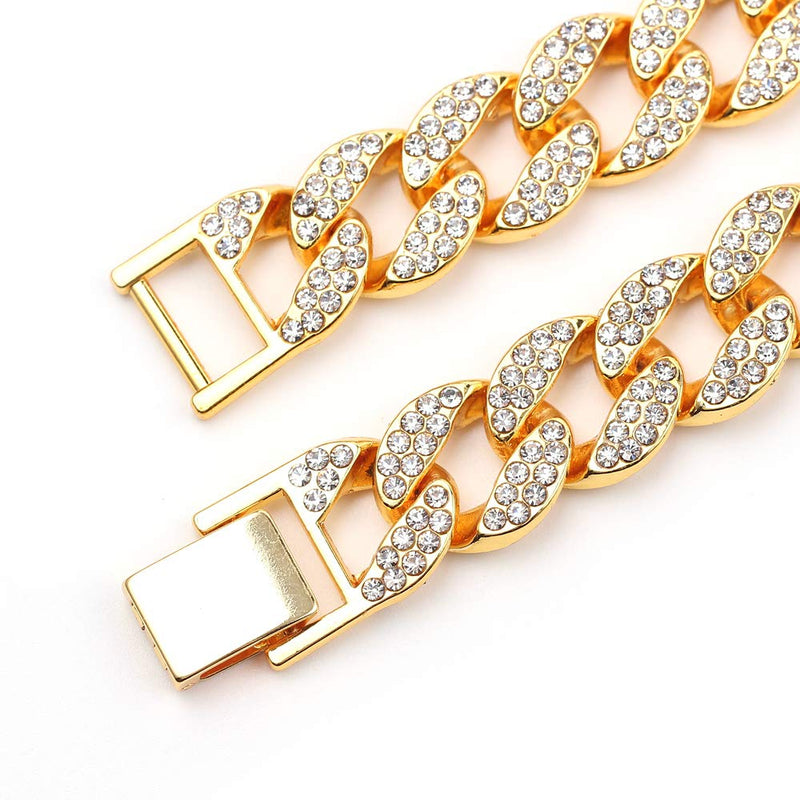 [Australia] - Cuban Link Necklace for Men - Hip Hop Necklace Iced Out with Bling Rhinestones, Fashion Accessory for Hip Hop Lovers Gold 18.0 Inches 