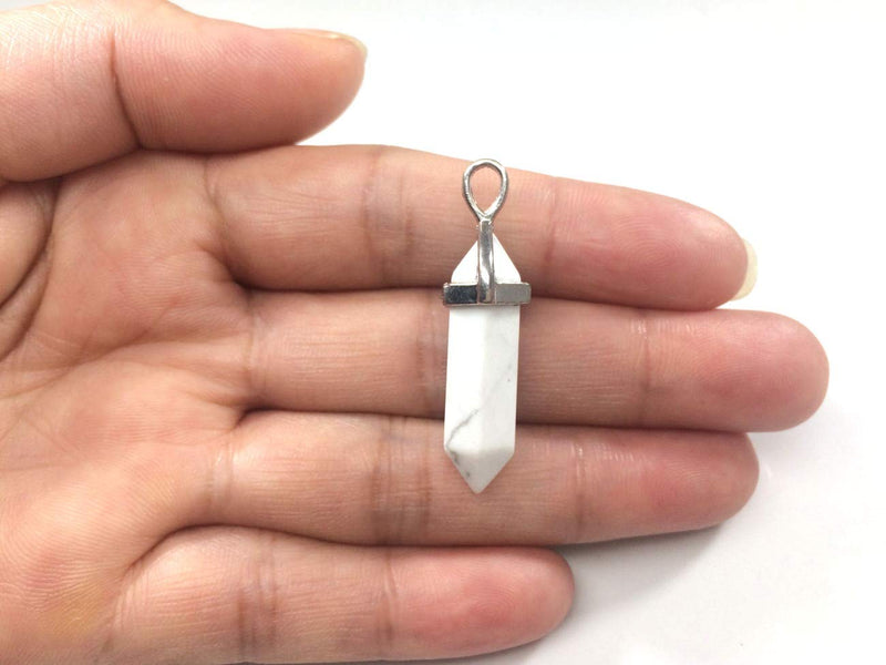 [Australia] - Natural Gemstone Pendant Necklace Healing Crystal Quartz Reiki Chakra Gem Stones 18 Inch Jewelry Women Girls Men Birthday Gifts 6) white howlite 