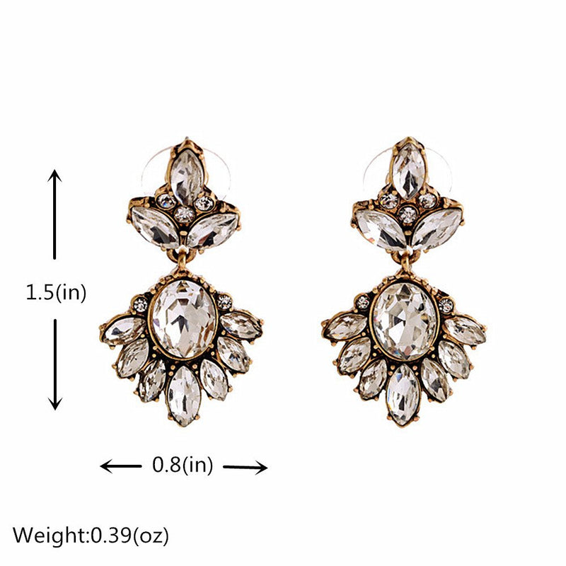 [Australia] - GYAYA Golden Tone Jewelry Sets Rhinestone Crystal Drop Dangle Earrings Or Statement Necklace 