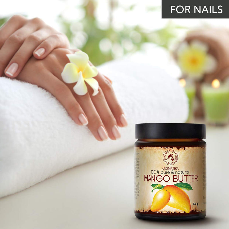 [Australia] - Mango Butter Refined 100g - Mangifera Indica Seed Butter - Indonesia - 100% Pure & Natural - Glass Bottle - for Beauty - Massage - Wellness - Cosmetics - Body Mango Butter 