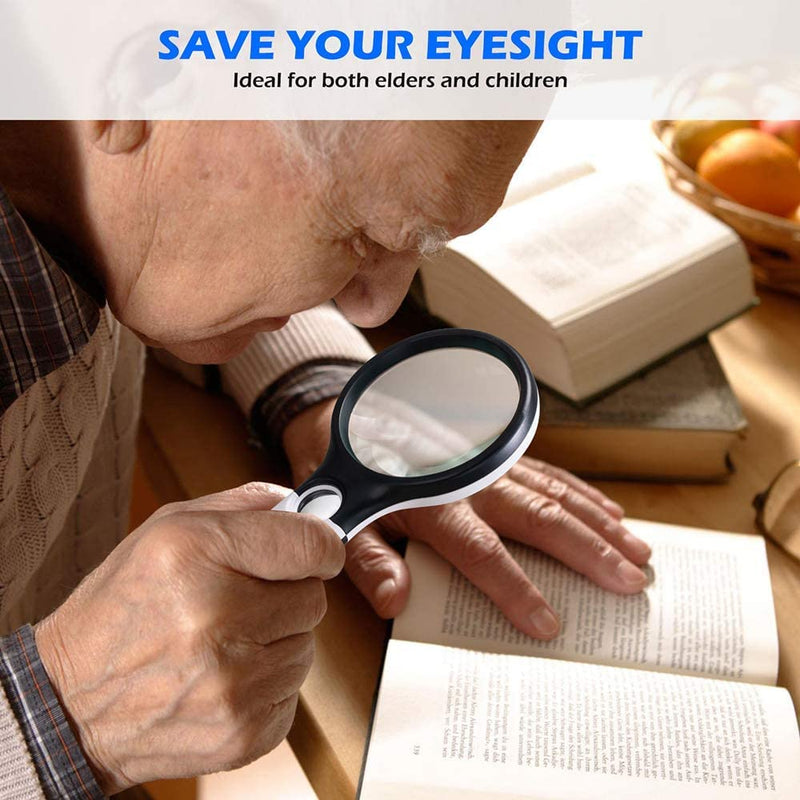 [Australia] - Magnifying Glass with Light, 3X 45X Handheld Large Magnifier, Lightweight LED Illuminated Magnifying Glass for Reading, Macular Degeneration, Inspection, Jewellery, Coins, Hobbies & Crafts 