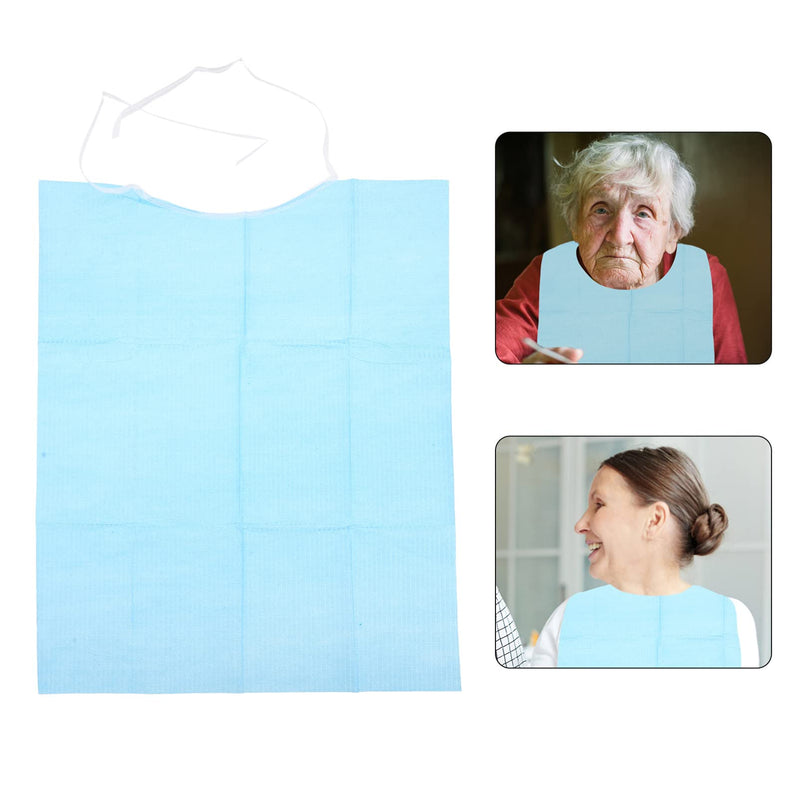 [Australia] - Healifty 30Pcs Adult Bibs Disposible Clothing Protector Mealtime Crumb Catcher Adjustable Bib for Elderly Senior Disabled Patients ( Sky- blue ) 