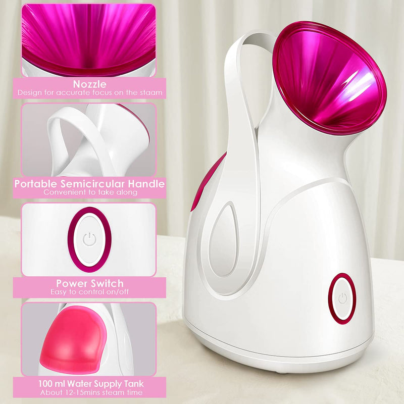 [Australia] - Facial Steamer, 3-in-1 Portable Warm Mist Face Steamer, Newest 10X Penetration Nano Ionic Facial Steamer for Women Moisturizing for Home SPA Cleansing Pores(4 Piece Stainless Steel Skin Kit Included) 