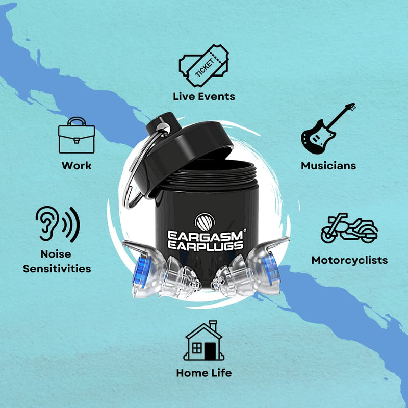 [Australia] - Eargasm Smaller Ears Earplugs for Concerts Musicians Motorcycles Noise Sensitivity Disorders and More! Two Different Sizes Included to Accommodate Smaller Ear Shapes! Blue 