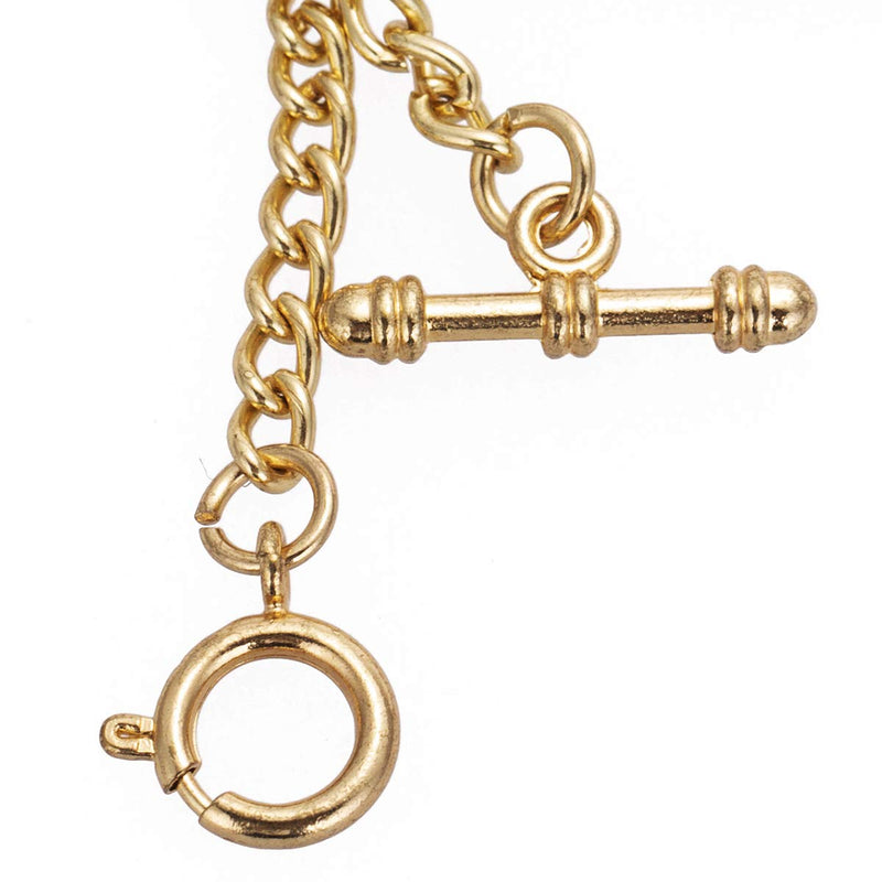 [Australia] - SIBOSUN Pocket Watch Chain Double Albert T-Bar - Antique 29 Inch Chains Vest Waistcoat 2 gold 