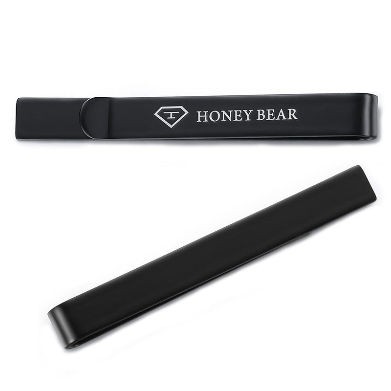 [Australia] - HONEY BEAR Initial Alphabet Letter Cufflinks Tie Clips Set for Mens Gift Black A 