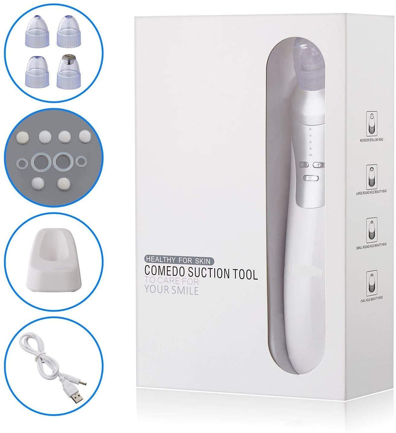 [Australia] - Blackhead Remover Comodo Pore Vacuum Cleaner with Rechargeable Base and Four Interchangeable Heads 2020 Upgraded Acne Extractor Tool Machine 