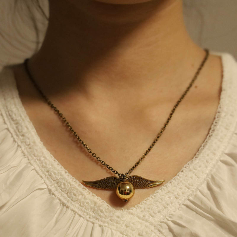 [Australia] - TseanYi Vintage Necklace Snitch Bronze Necklace with Angel Wings Pendant for Ball Silver Chain Jewelry for Women and Girls (Bronze) 