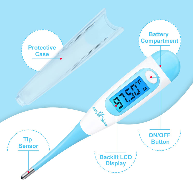 [Australia] - Digital Basal Thermometer for Ovulation with Backlight LCD Display, Premom APP, 1/100th Degree High Precision and Memory Recall, Ovulation Tracking, Charting &Natural Family Planning Digital basal thermometer Blue 