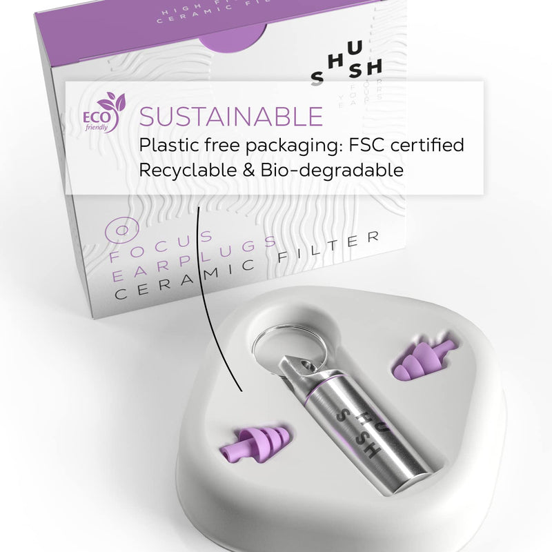 [Australia] - Concentration Ear Plugs - Shush Focus - Reduce Distraction - Improve Concentration - with High-Fidelity Ceramic Filter 