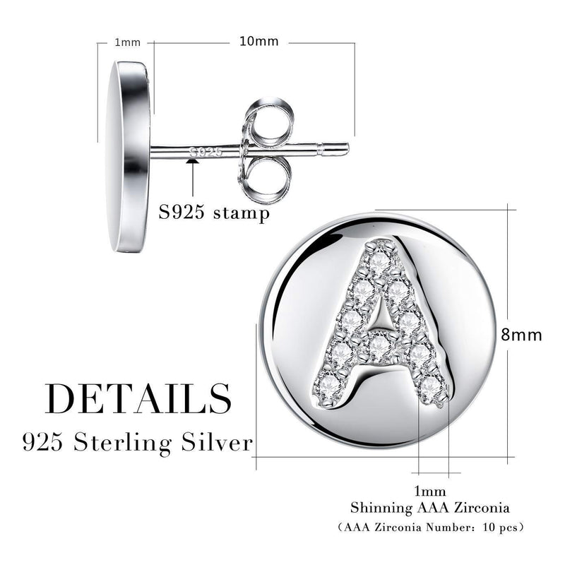 [Australia] - J.Endéar Initial Letter A-Z Stud Earrings for Girls Women Kids, 925 Sterling Silver Cubic Zirconia Earrings Tiny Small Studs Customize Gifts 