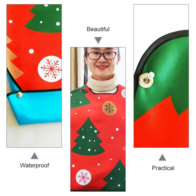 [Australia] - Amosfun Adults Christmas Bib Lovely Tree Pattern Bib Waterproof Bib Old Man Eating Bib for Christmas Holiday Party Supplies 