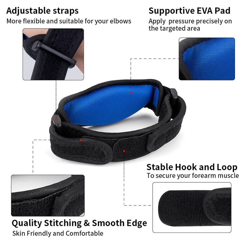 [Australia] - CAMBIVO 2 Pack Tennis Elbow Brace for Men & Women, Elbow Pain Relief for Tendonitis, Tennis & Golfer's Elbow, Adjustable Elbow Strap with Compression Pad (Black) Black 