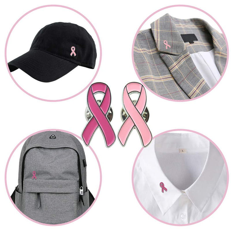 [Australia] - Masonicbuy 10 Pack Pink Ribbon Breast Cancer Awareness Lapel Pin Two Color Bundle 