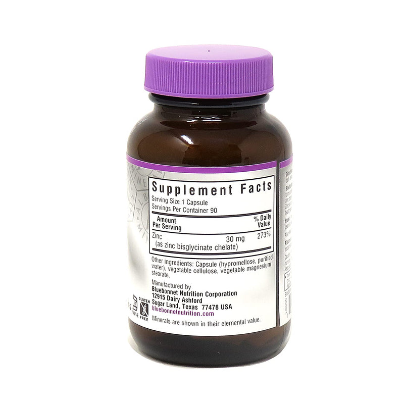 [Australia] - Bluebonnet Nutrition Albion Chelated Zinc, For Immune Health & Enzyme Function*, Soy-Free, Gluten-Free, Non-GMO, Kosher Certified, Dairy-Free, Vegan, 90 Vegetable Capsules, 90 Servings 