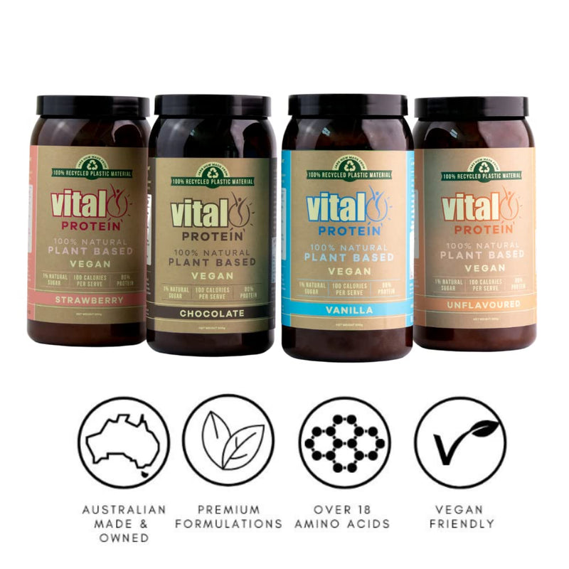 [Australia] - Vital Plant Protein Vanilla 500GM | 100% Plant Protein | Vegan Powder | Pea Protein | Gluten & Dairy Free | Natural | Complete Amino Acid Profile 