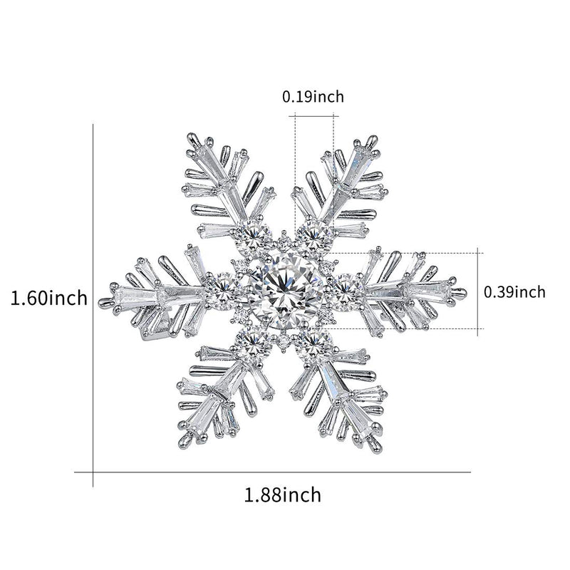 [Australia] - WeimanJewelry White Gold Plated Cubic Zirconia CZ Winter Art Deco Snowflake Flower Clear Brooch Pin for Women Lady Style 1 