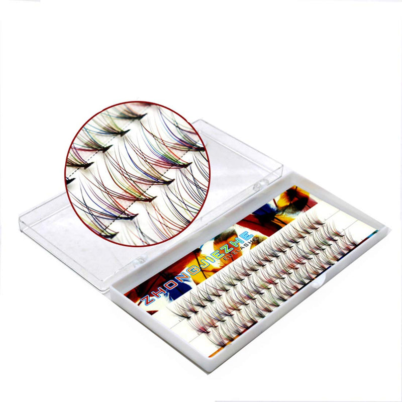 [Australia] - 60Pcs Grafting 10Roots Colorful Volume Eye Lashes Extensions Thickness 0.07mm Individual Beauty Muti-color False Eyelashes Cluster Make Up Tools 8/10/12/14mm to Choose (10mm) 10mm 