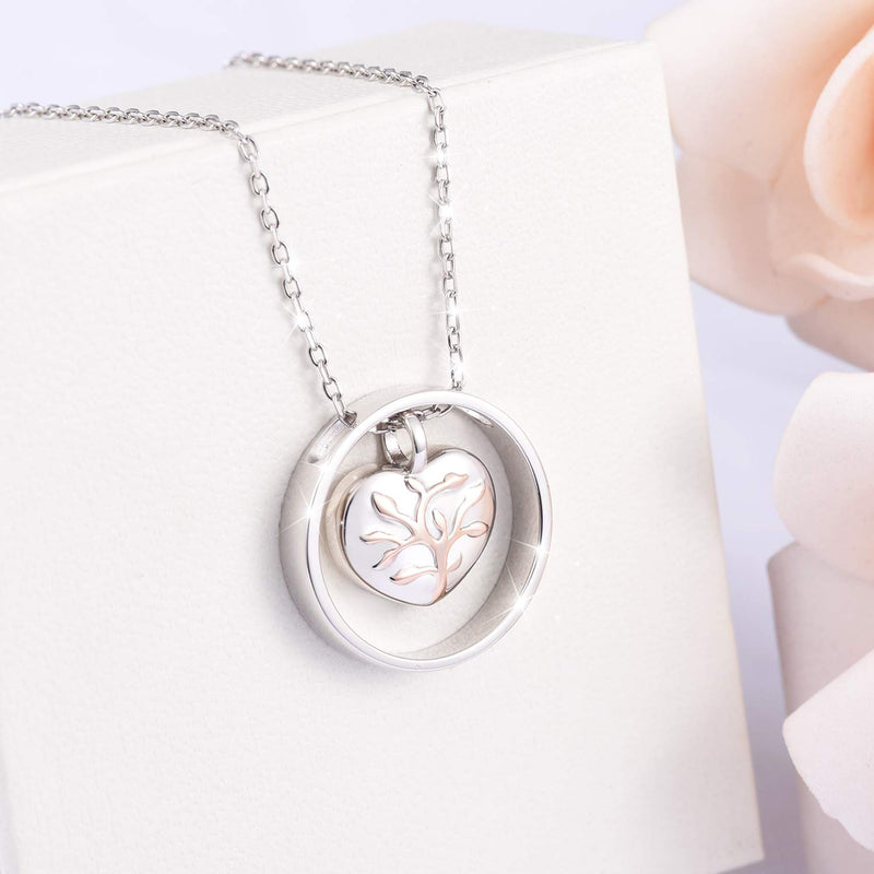 [Australia] - FREECO Cremation Jewelry S925 Tree of Life Heart Sterling Silver Keepsake Memorial Urn Necklace for Ashes for Women Girls 