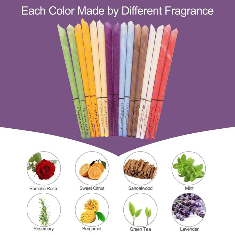 [Australia] - Happycoco All Natural Ear Candles Beeswax Candling Cones - 16 Pcs (8 Colours), 100% Non-Toxic Cylinders Fragrance Hollow Cone Candles with 8 Protective Disks Classic -8 Colors 16 Pcs 