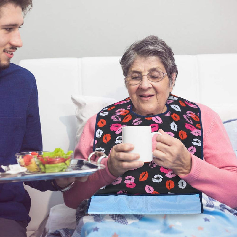 [Australia] - Reusable Adult Bibs, Waterproof Double Layer Mealtime Bib Adult The Eldly Bib, Washable Elder Dinning Bib Clothing Protector for Elderly Men Women 