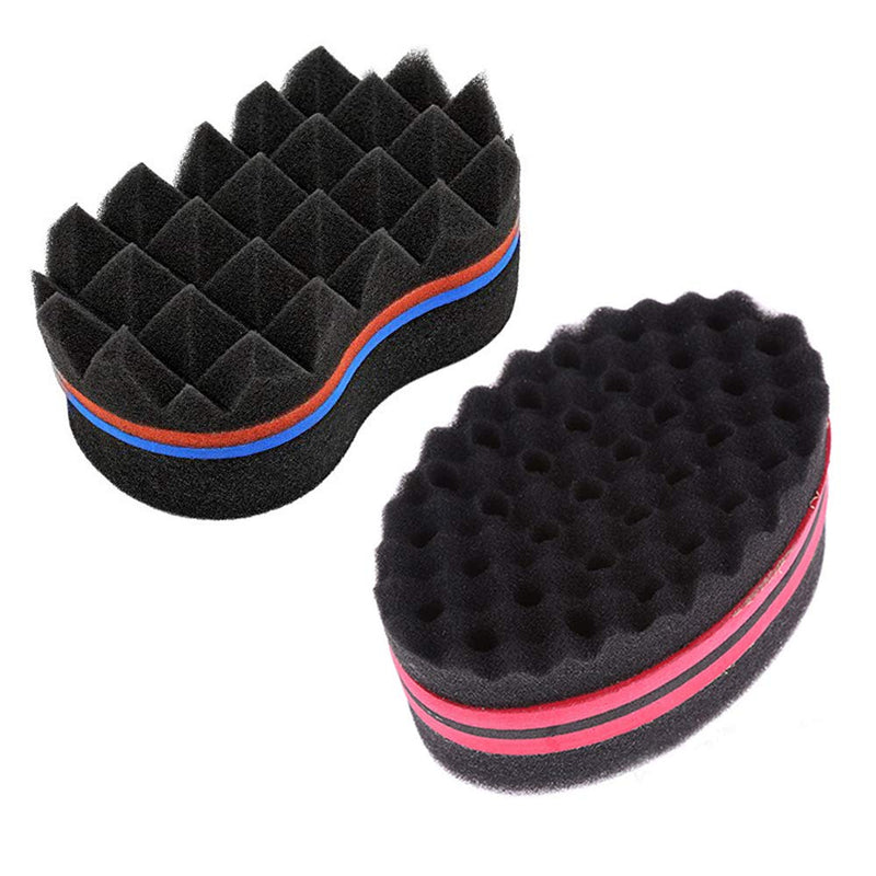 [Australia] - Xinlie Hair Sponge Brush Twists Dread Afro Coils Hair Curl Brush Hair Brush Sponge Holes Barber Hair Brush Sponge Barber Hair Brush Sponge Hair Twist Sponge For Twists,Curls in Afro-Style Hair(2PCS) 