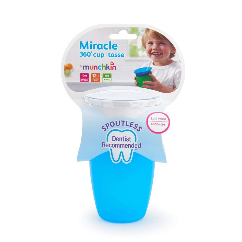 [Australia] - Munchkin Miracle 360 Cup, Baby and Sippy Cup, Ideal Sippy, Water and Weaning Cup 12+ Monthss, 10 oz/ 296 ml, Blue. 