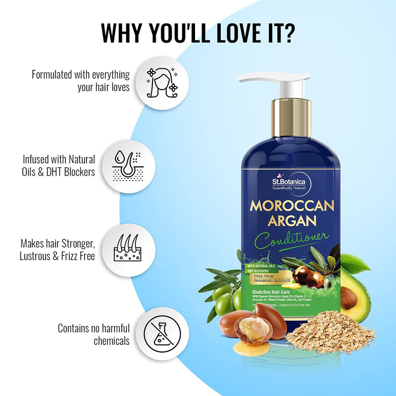 [Australia] - St.Botanica Moroccan Argan Hair Conditioner 300ml - No SLS/Paraben - With Moroccan Argan Oil, Avocado Oil, Wheat Protein, Olive Oil, Silk Protein 
