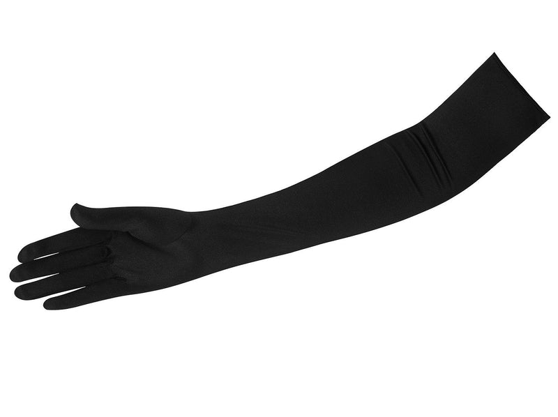 [Australia] - Vijiv 1920s Glove Opera Satin Long 20s Gatsby Flapper Gloves 22" Elbow Length One Size Black 