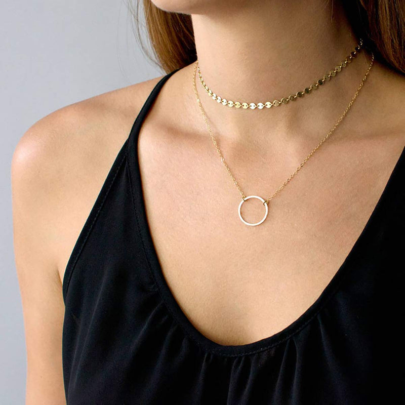 [Australia] - itianxi Dainty Beaded Choker Necklaces,14K Gold/Silver Plated Cute Tiny Delicate Coin/Satellite Chain Choker Necklaces for Women coin chain 