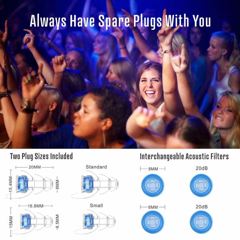 [Australia] - High Fidelity Concert Ear Plugs, Hearprotek Noise Reduction Music Earplugs, Hearing Protection for Musicians, Festival, DJ’s, Nightclub, Concerts, Drummers and Other Loud Events Blue 