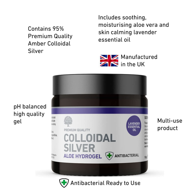 [Australia] - Nature's Greatest Secret Premium Quality Antibacterial Soothing Colloidal Silver Aloe Vera Hydrogel with Lavender Essential Oil 100g 
