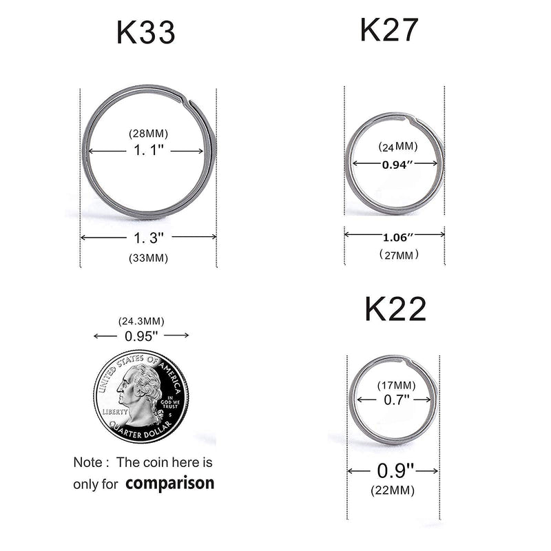 [Australia] - TISUR Titanium Side-Pushing Key Rings, Wisely Group Your Key, 3 Size Choices K27+4K22 