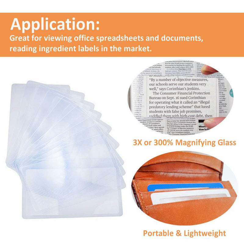 [Australia] - MAGDEPO 3X Credit Card Size Magnifier(12 Packs) with 3X Bookmark Magnifier Emergency Solar Fire Starter -Exact Size That Fits Easily in Your Wallet or Pocket 