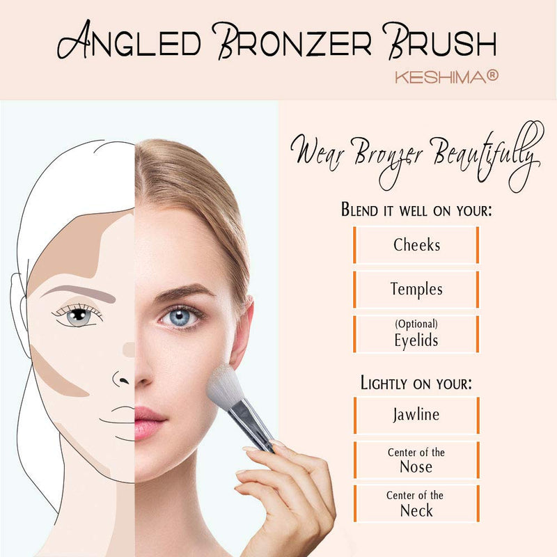 [Australia] - Angled Blush Brush/Bronzer Brush By Keshima - Best Brush for Contouring, Blush and Bronzer Makeup Application 