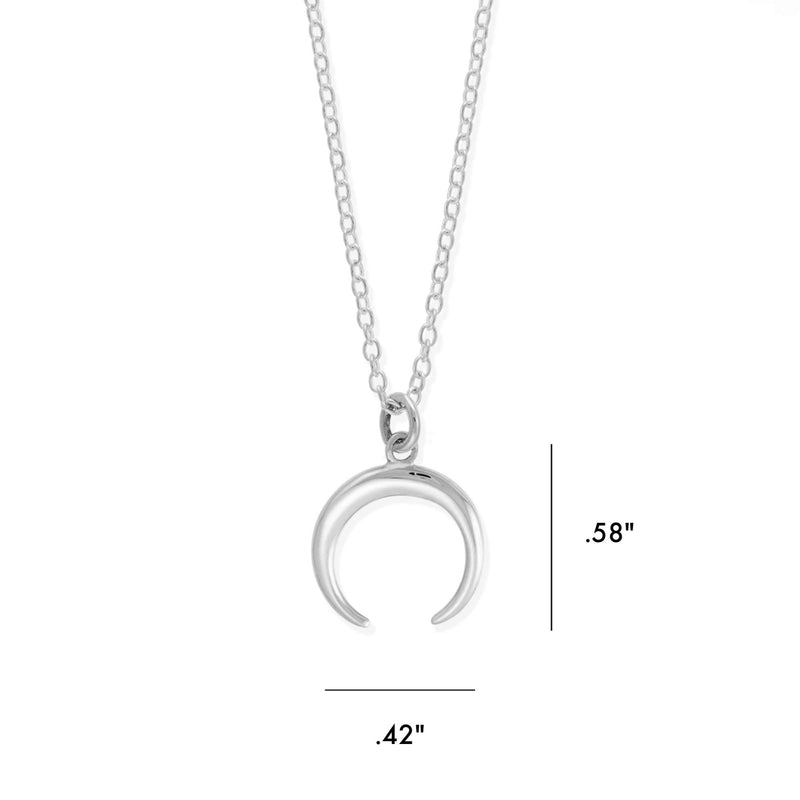 [Australia] - Boma Jewelry Sterling Silver Downward Crescent Moon Double Horn Pendant Necklace, 18 Inches 