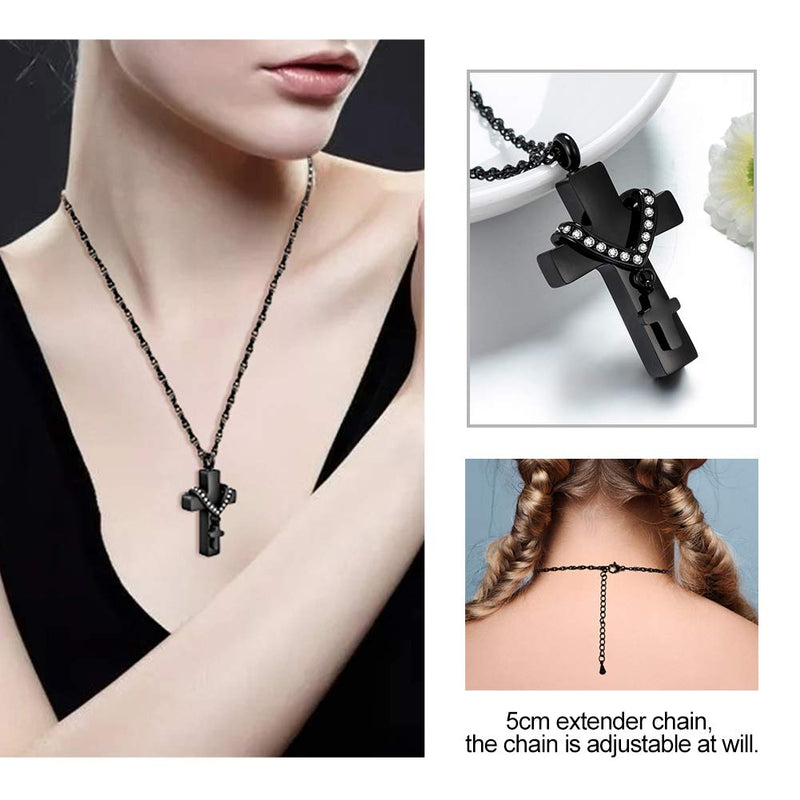 [Australia] - Dletay Cremation Jewelry for Ashes Memorial Ashes Keepsakes Necklace Urn Necklace with Filling Kit Black 