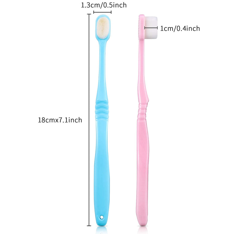 [Australia] - 4 Pieces Soft Micro-Nano Manual Toothbrush Extra Soft Bristles Toothbrush with 20,000 Bristles for Fragile Gums Adult Kid Children (Blue and Pink Smooth) Blue and Pink Wave 