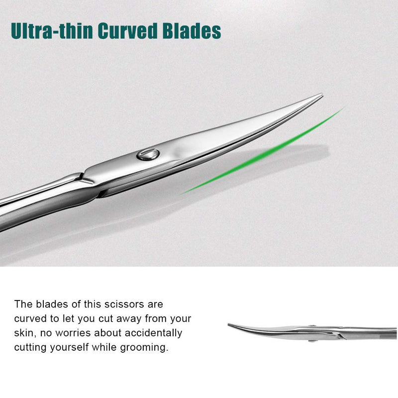 [Australia] - BEZOX Curved Blade Scissors Used as Cuticle Scissors,Nail Scissor or Eyebrow Scissors, Professional Stainless Steel Manicure Scissors for Man and Women - W/Leather Packing Bag Light Silver 