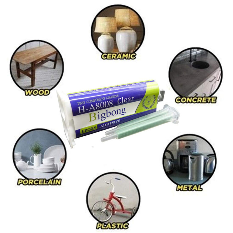 [Australia] - Bigbong Epoxy Adhesive 50ml 2-Part Transparent Epoxy Glue Adhesive Granite Marble Tile Bonding Concrete Wood Plastic Joining 1:1 Mix Ratio Two-Part Epoxy AB Glue Two-Component & 2pcs Mixing Nozzles 