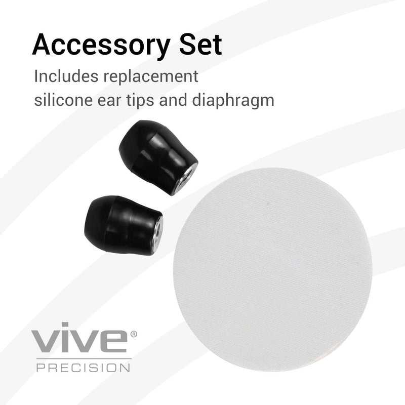 [Australia] - Vive Precision Dualhead Stethoscope - Dual Head Diaphragm Bell for Nurses, ER, Cardiology, Veterinary (Black) Black 